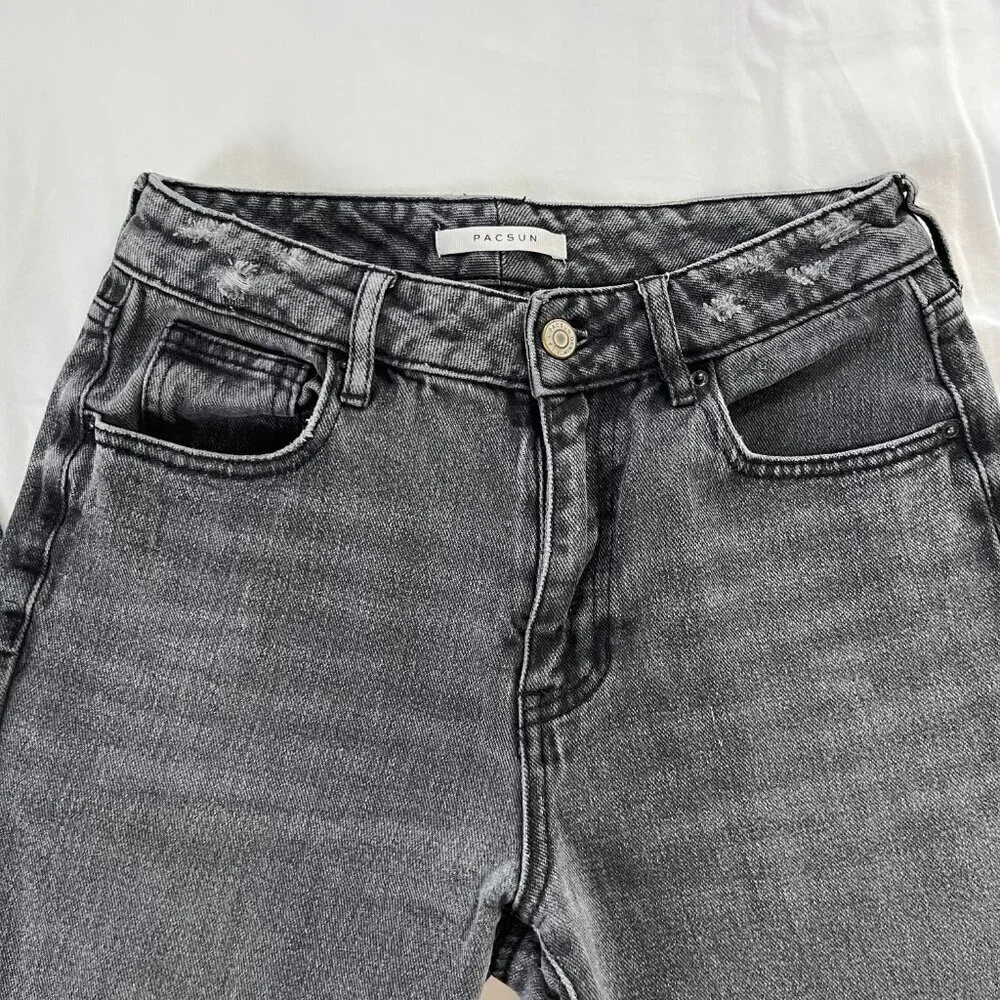 PacSun Black High Waist Loose Fit Baggy Cotton Mom Jeans | Size 4/26 - Picture 3 of 7